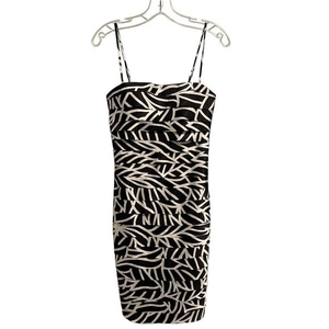NW Collections‎ Womens Black White Abstract Tiered Cocktail Dress Size 2 60315